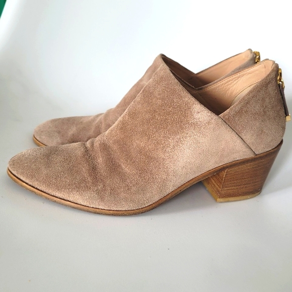 DVF Tan Cream Suede Leather Booties Size 7 - Picture 2 of 15